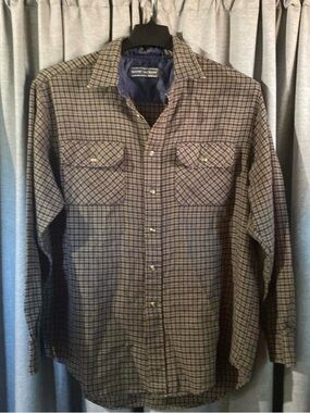 David Taylor Plaid Button-Down Shirt in Brown and Navy